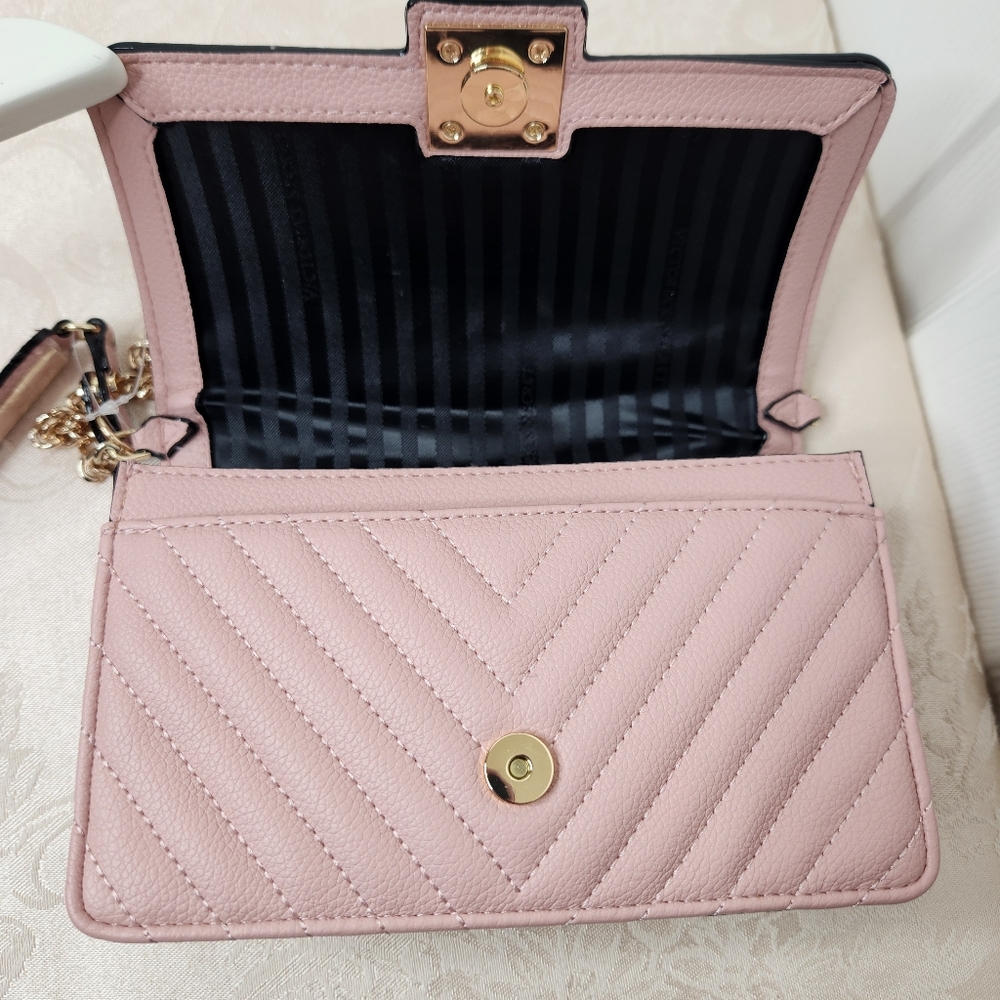 Victoria's Secret Orchid Blush Pink Purse Gold Chain Shoulder Crossbody - Picture 7 of 8